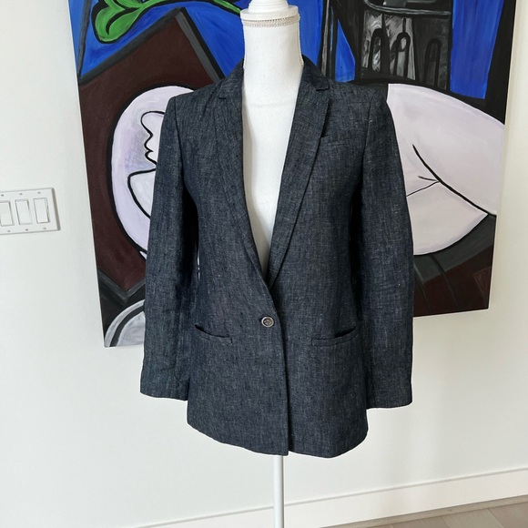 BANANA REPUBLIC BOYFRIEND LINEN  BLAZER Size 2 - Picture 4 of 11